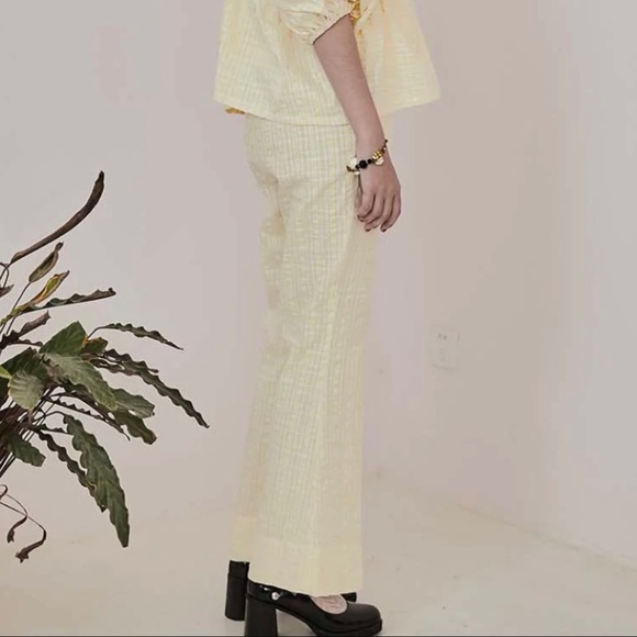 Unlogical Poem Yellow Plaid Flare Pants - Picture 3 of 4